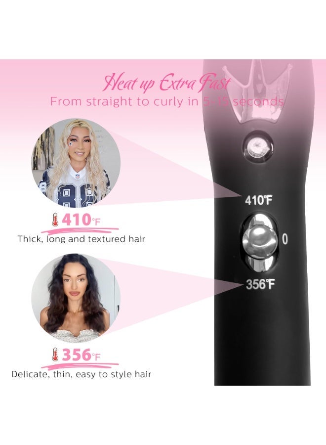 اوٹل مكواة تجعيد الشعر بثلاثة براميل، أداة تمويج الشعر بعرض 1 بوصة، جهاز تمويج للشعر لتصفيف الأمواج الشاطئية للنساء مع إعدادين للحرارة، باللون الوردي - Image 2